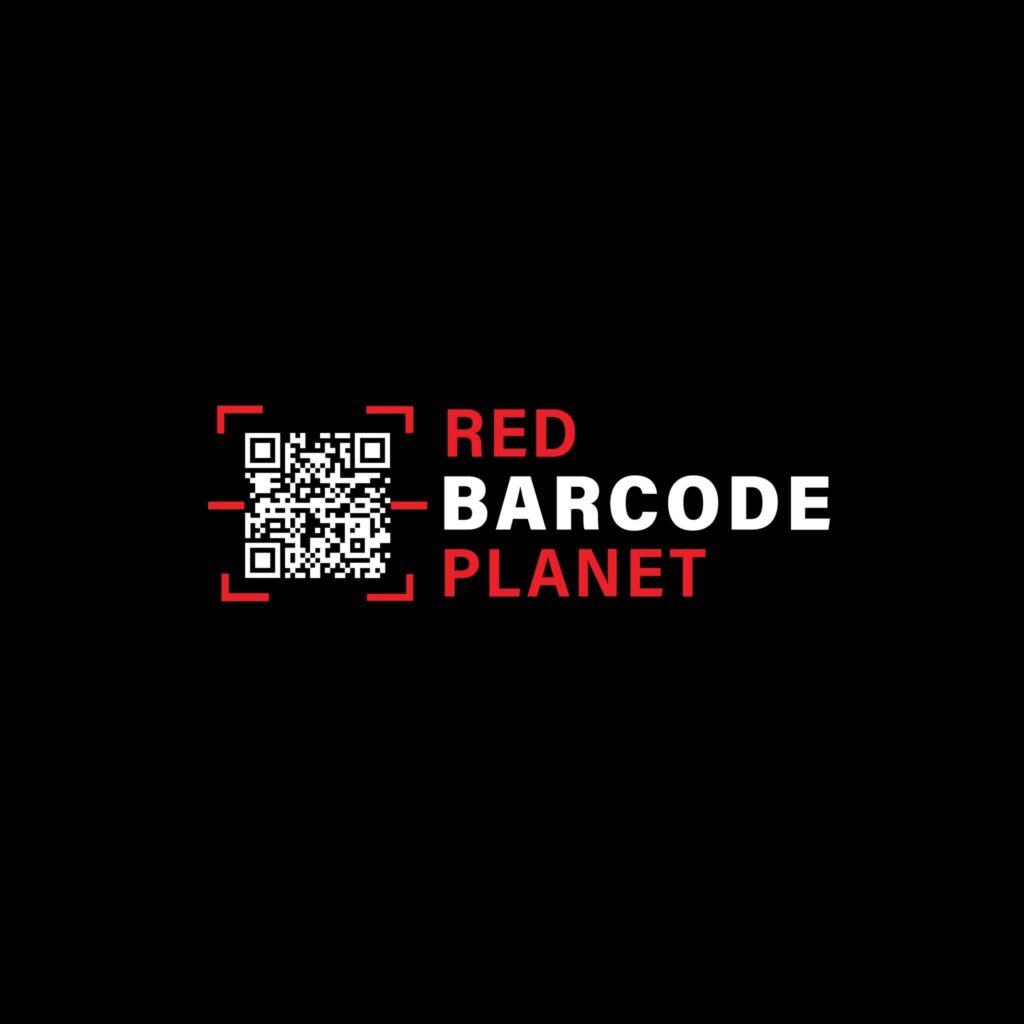 Red Barcode Planet Black Logo